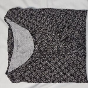 Croft & Barrow Black and Gray Babydoll Fit Geometric Blouse Cottage Core Boho 1X